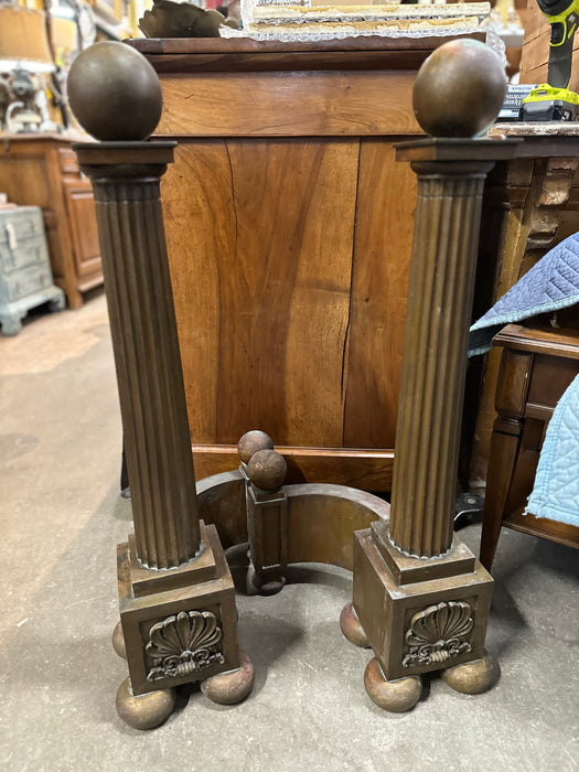 PAIR OF TALL HEAVY BRONZEANDIRONS