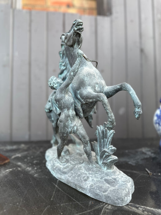 SPELTER MARLYS HORSE SCULPTURE AS FOUND