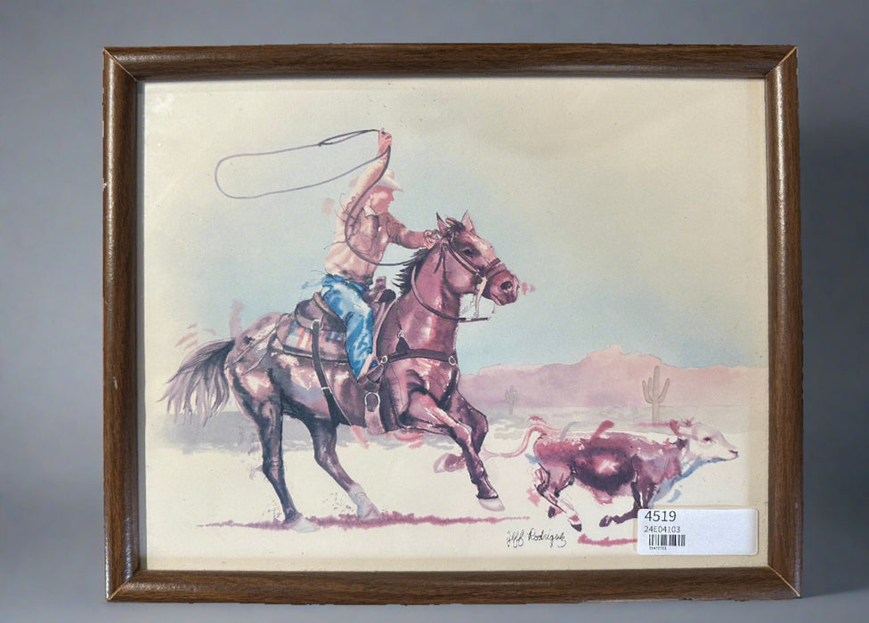 PRINT OF CATTLE ROPING