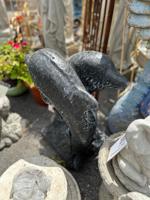 BLACK TWIN DOLPHIN CONCRETE FOUNTAIN
