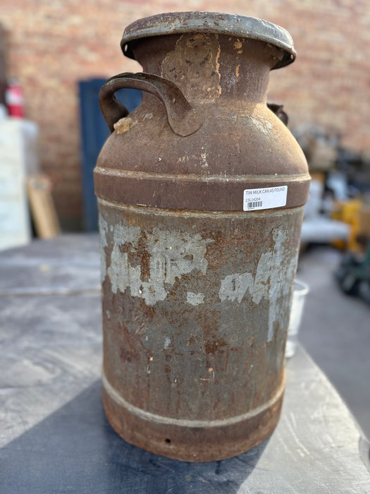 TIN MILK CAN AS FOUND