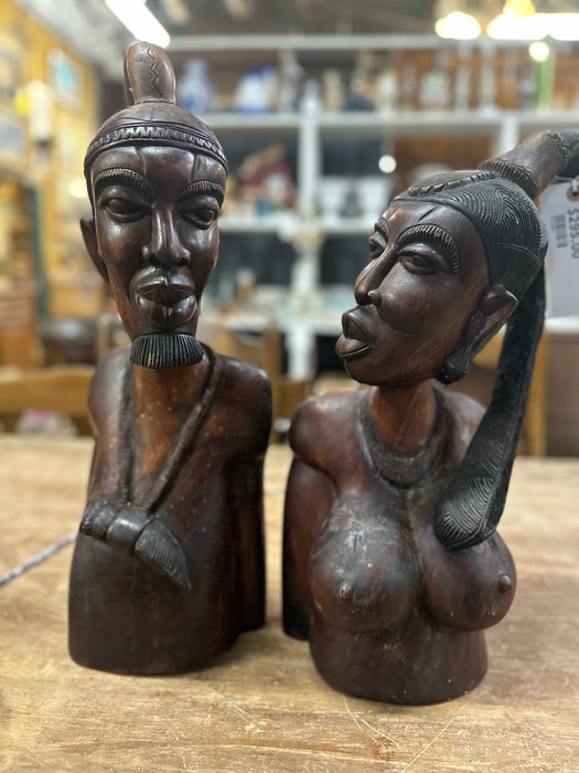 PAIR EXOTIC HARDWOOD AFRICAN TRIBAL COUPLE