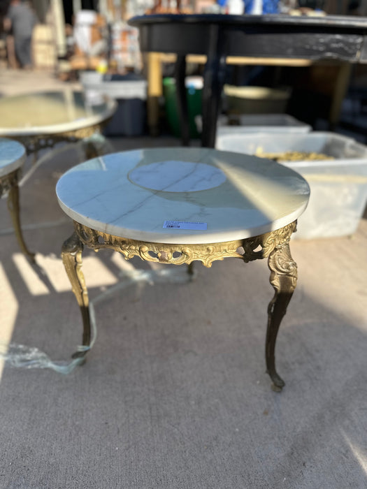 LOUIS XV OVAL MARBLE TOP BRASS LEG COFFEE TABLE