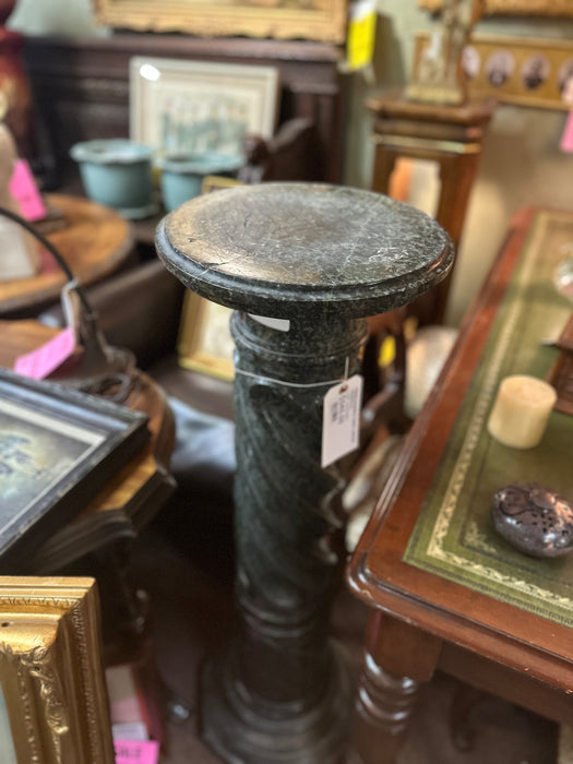 GREEN MARBLE TWIST CARVED PEDESTAL