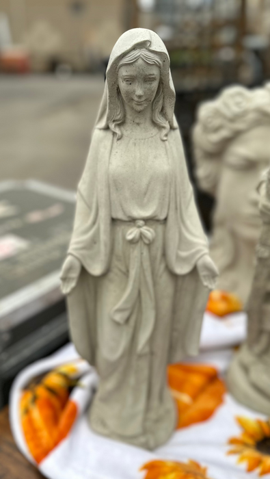 SMALL ORNATE CONCRETE VIRGIN MARY