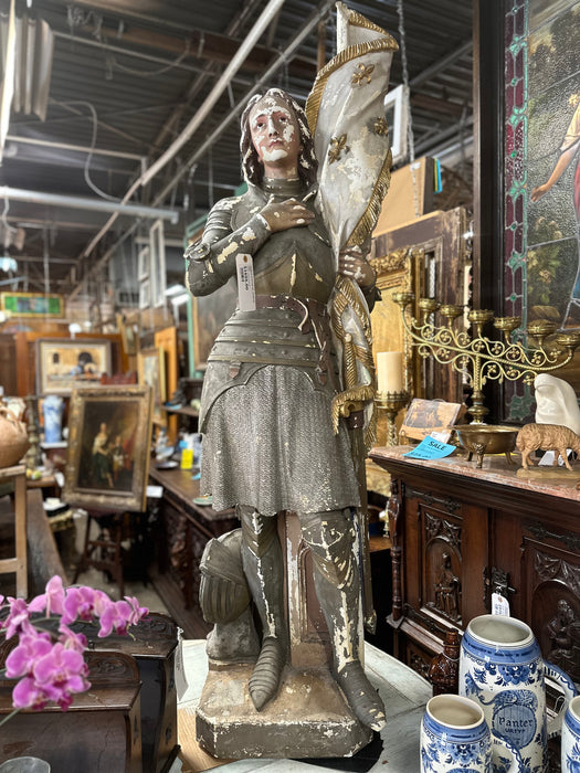 CHALK STATUE OF JOAN OF ARC WITH GLASS EYES