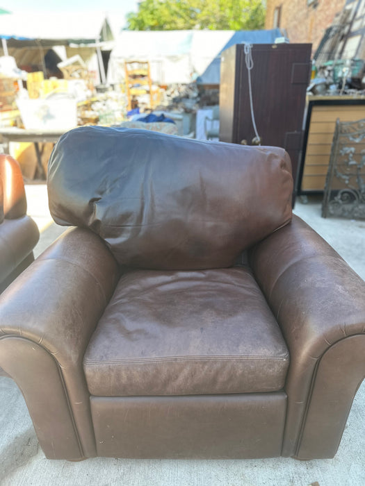 PAIR OF OVERSIZED LEATHER CLUB CHAIRS