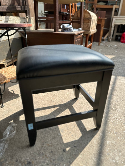 SMALL BLACK LEATHER TOP STOOL