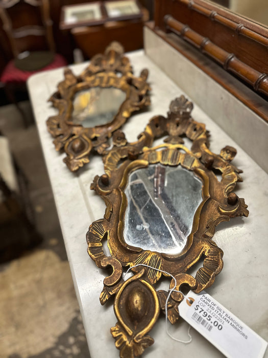 PAIR OF GILT BAROQUE CARVED ITALIAN MIRRORS