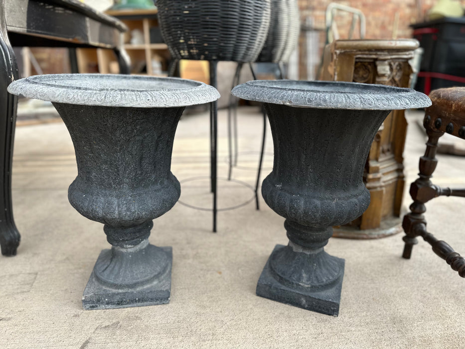 PAIR OF COMPOSITION GARDEN URNS