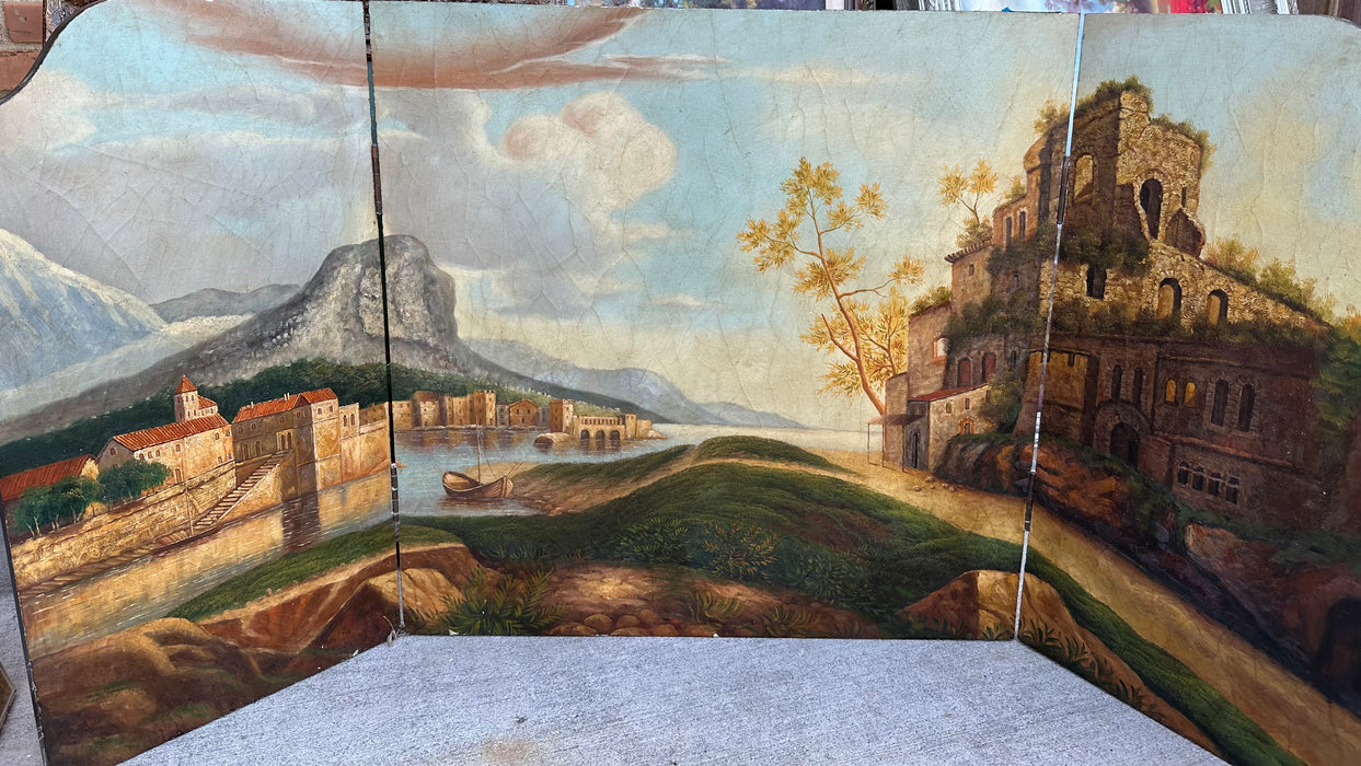 PAINTED LANSCAPE WITH RUINS FOLDING SCREEN