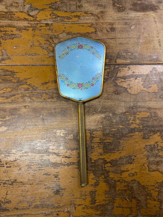 SMALL BRASS HAND MIRROR WITH STENCIL