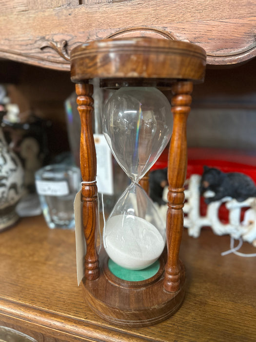 LARGE VINTAGE WOOD HOUR GLASS