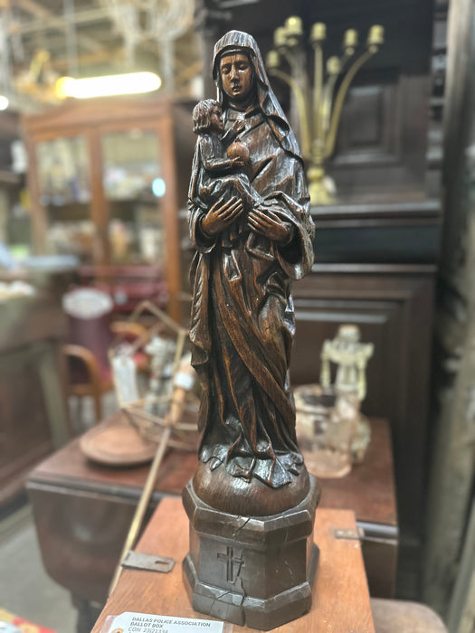 DARK MARY AND JESUS STATUE CARVED