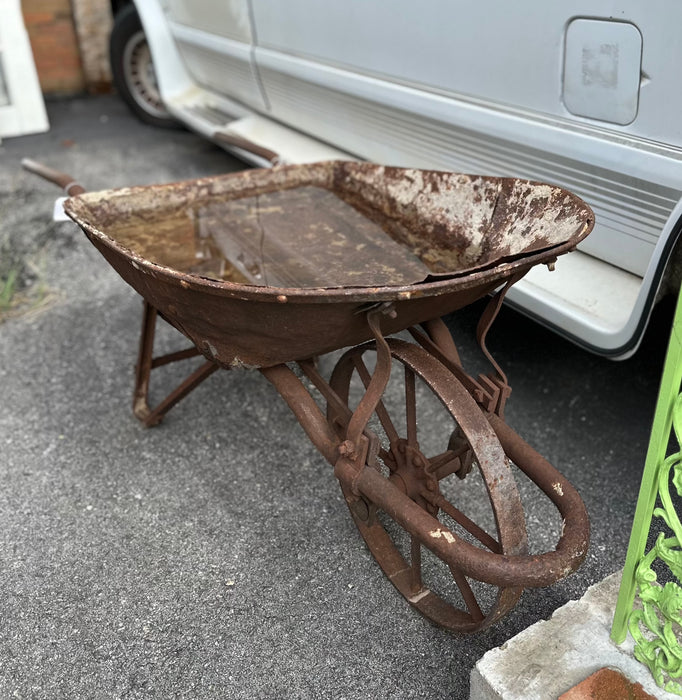 IRON WHEEL BARROW STAMPED "AKRON"