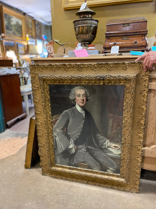 ORNATE GOLD FRAME PRINT OF A 18TH CENTURY GENTLEMAN
