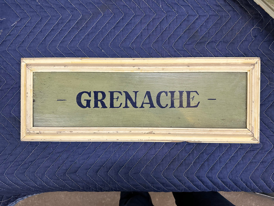 GRENACHE WOOD HAND PAINTED WINE NAME PLACQUE