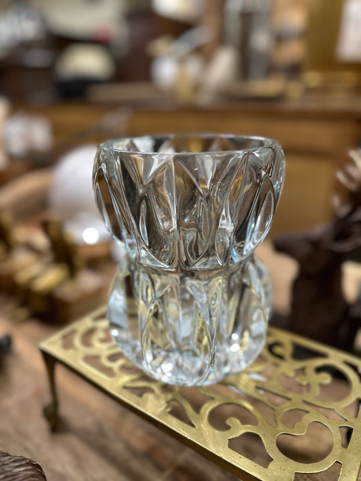 1950'S ODD SHAPED HEAVY CRYSTAL VASE