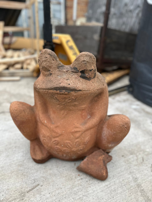 LARGE TERRA COTTA FROG PLANTER-AS FOUND