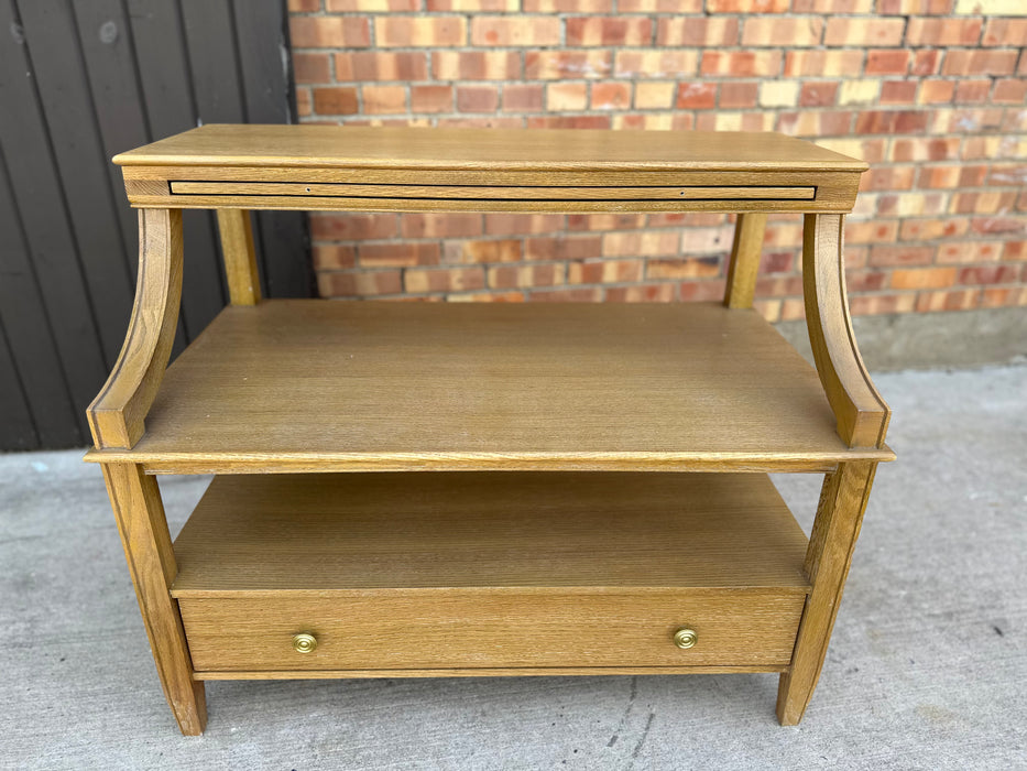 MID CENTURY STYLE TIERED STAND WITH DRAWER AND PULLOUT