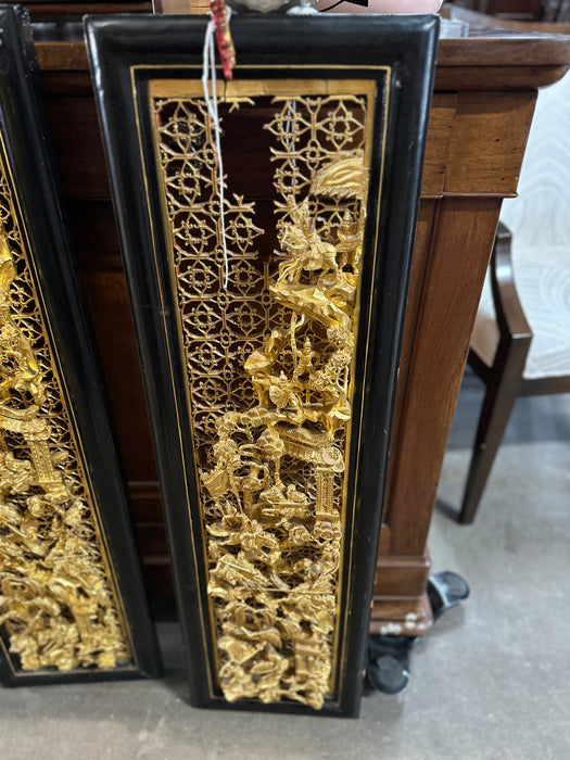 GOLD CHINESE PANEL CARVED AS FOUND