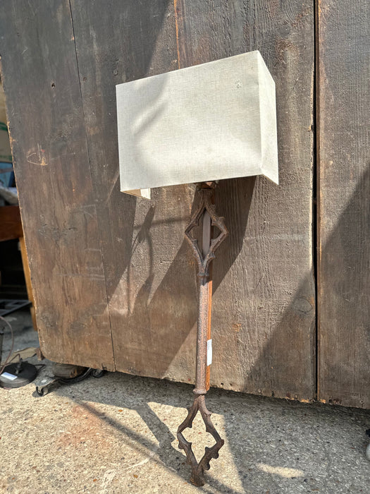 PAIR OF HEAVY CAST IRON GEOMETRICAL SCONCES
