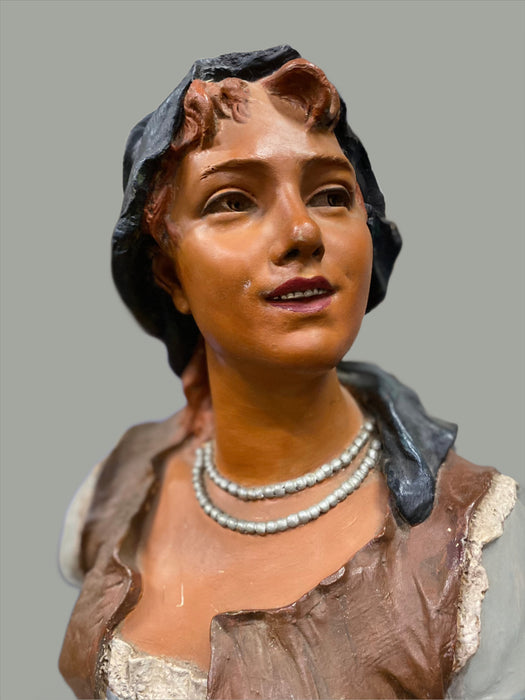 PAINTED CHAULK FRENCH PROVENSIONAL LADY BUST