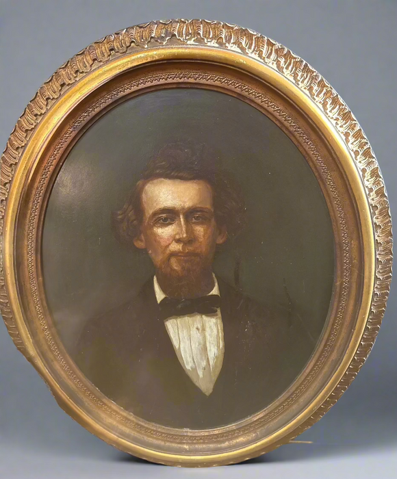GOLD FRAMED OVAL OIL PAINTING OF A MAN