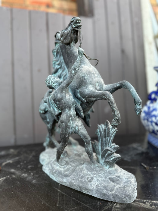 SPELTER MARLYS HORSE SCULPTURE AS FOUND