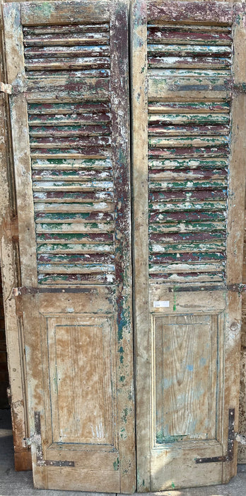 PRIMITIVE WOODEN LOUVERED SHUTTERS