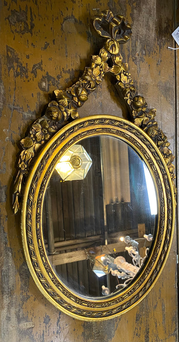 SMALL OVOID GOLD GESSO AND WOOD FRENCH MIRROR