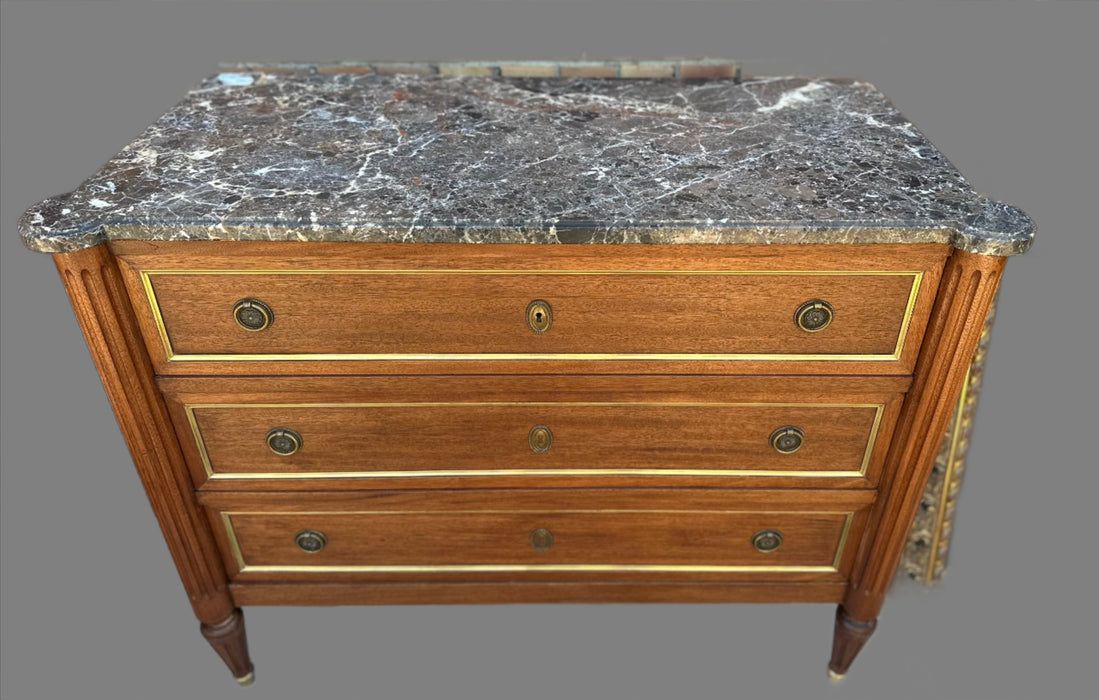 SMALL LOUIS XVI MARBLE TOP CHEST