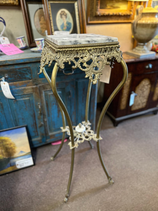 LOUIS XV BRASS AND MARBLE CABRIOLE LEG PLANT STAND