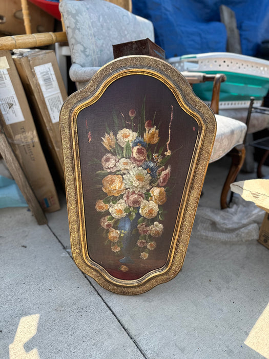 VASE WITH FLOWERS PAINTING ON WOOD