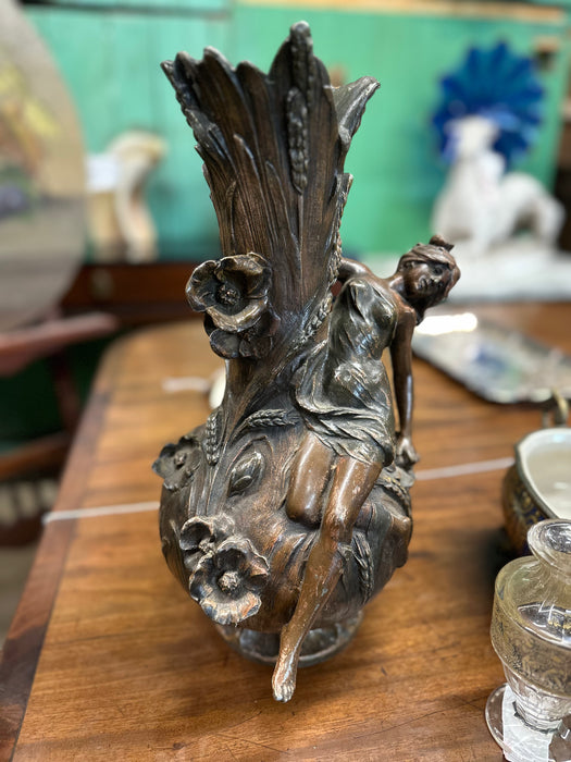 LARGE SPEKTER NOUVEAU  LADY VASE