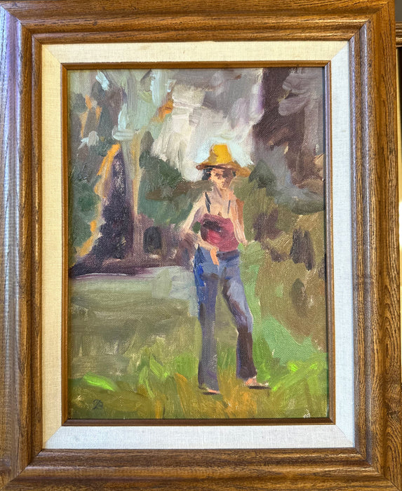 IMPRESSIONIST OIL PAINTING ON BOARD OF A WOMAN BY FORREST BESS