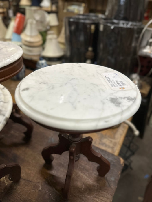SMALL AMERICAN ROUND MARBLE TOP TABORET