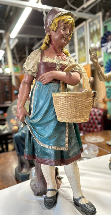 19TH CENTURY GERMAN TERRA COTTA MAIDEN BEER GARDE STATUE