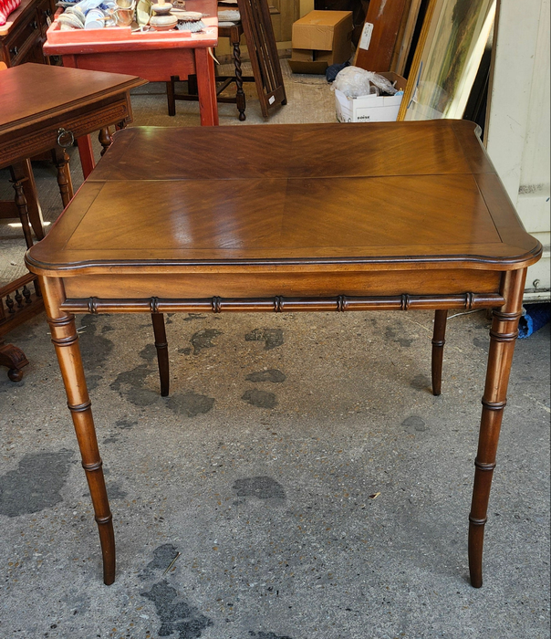 FAUX BAMBOO GAME TABLE WITH POP UP LEAF