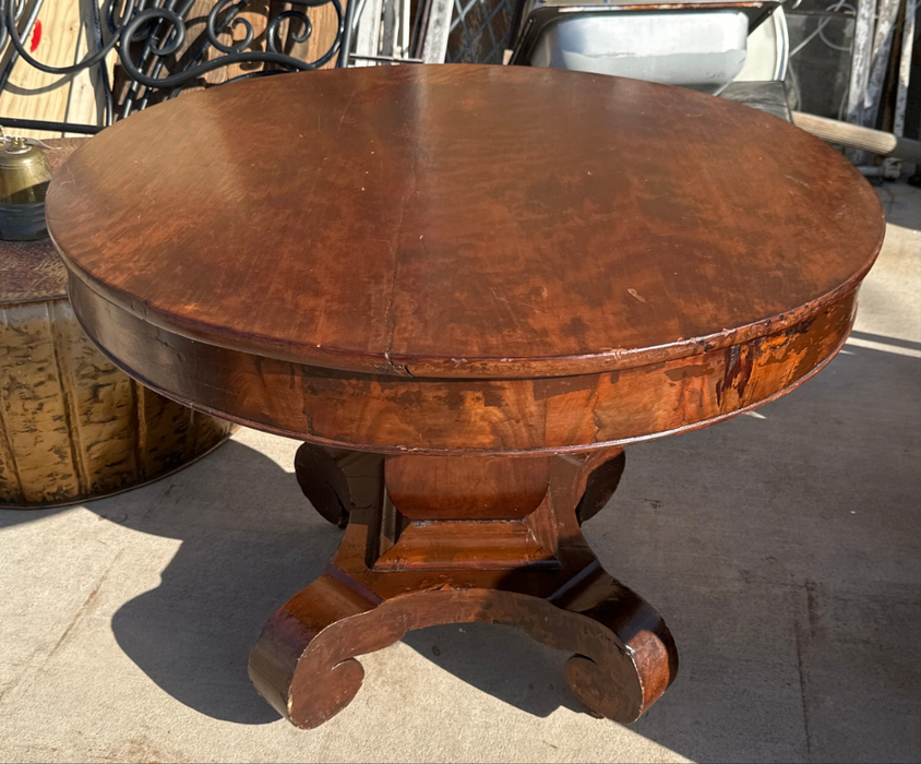 ROUND EMPIRE CENTER TABLE AS FOUND CIRCA 1910