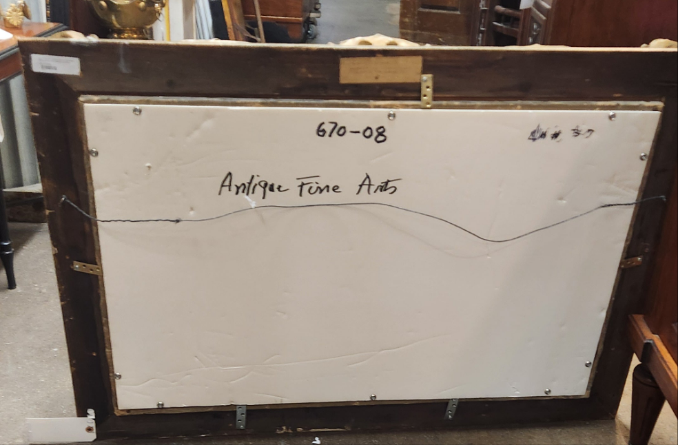 GILT FRAMED LANDSCAPE OIL PAINTING WITH HORSE AND WAGON ON ROAD-SIGNED JOHN CLAYTON ADAMS