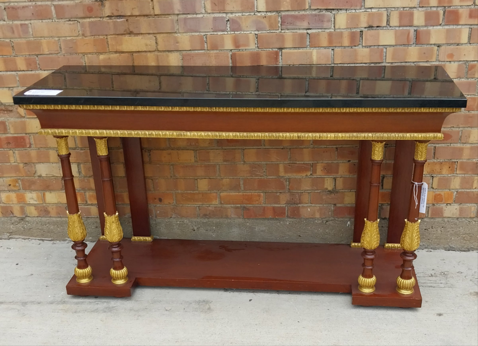 HUGE BLACK MARBLE TOP MAHOGANY CONSOLE