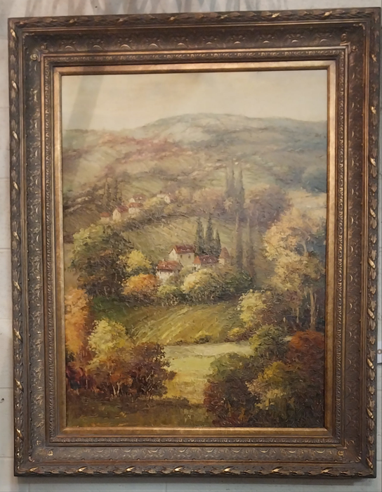 LARGE FRAMED LANDSCAPE OIL PAINTING
