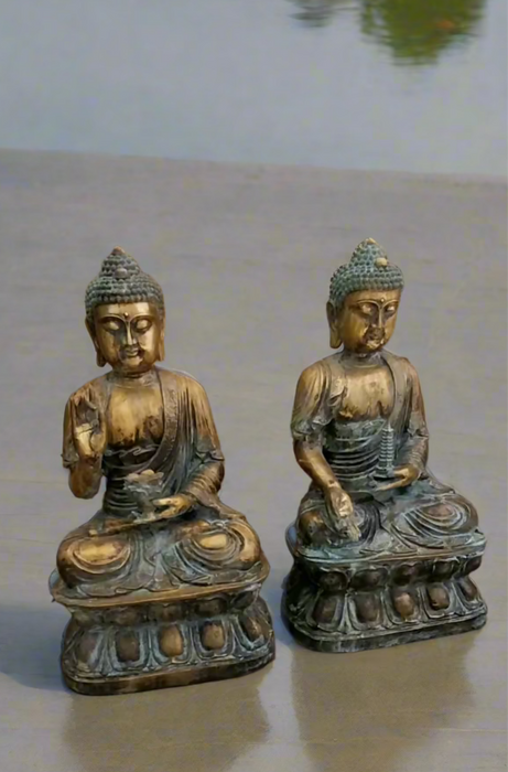 PAIR OF VINTAGE BRONZE BUDDHAS