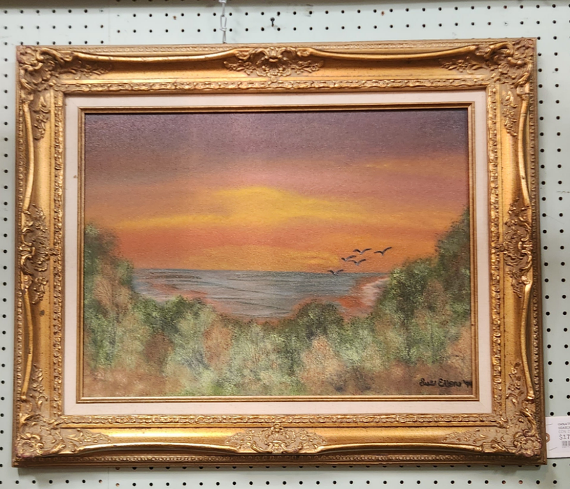 ORNATE GOLD FRAME WITH SEASCAPE PAINTING