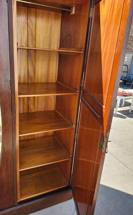 3 DOOR MAHOGANY MIRRORED ARMOIRE