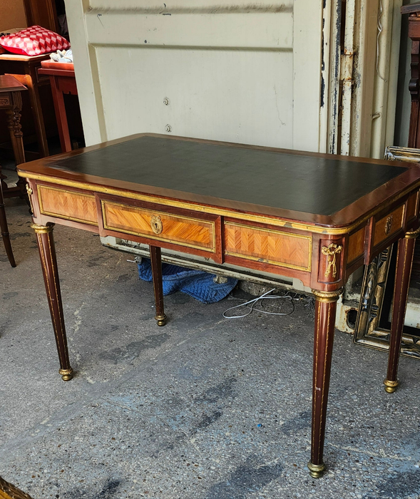 LOUIS XVI BLACK LEATHER TOP DESK WITH ORMOLU