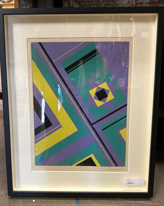 RALPH LACH MODERN ABSTRACT WITH LAVENDER AND TEAL COLORS