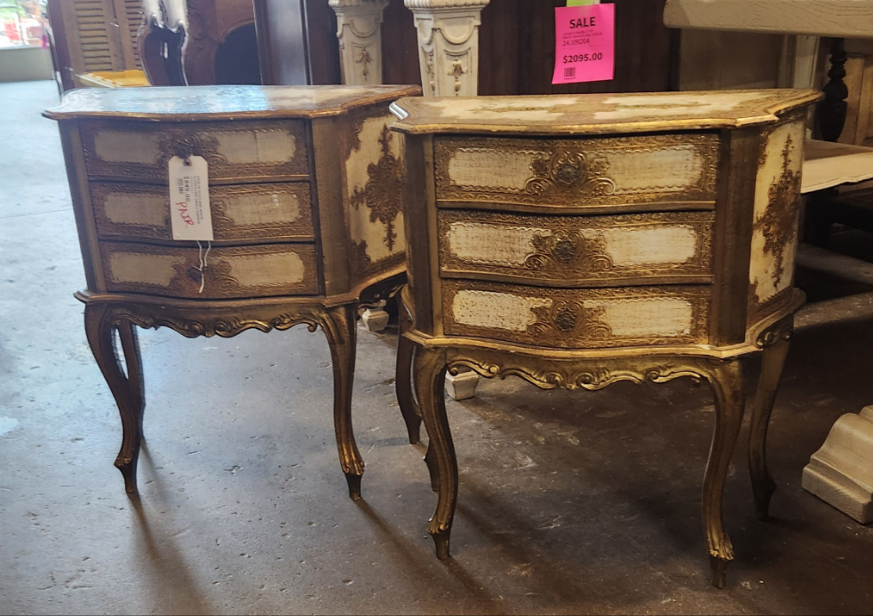 GOLD AND WHITE FLORENTINE SMALL CHEST  EACH