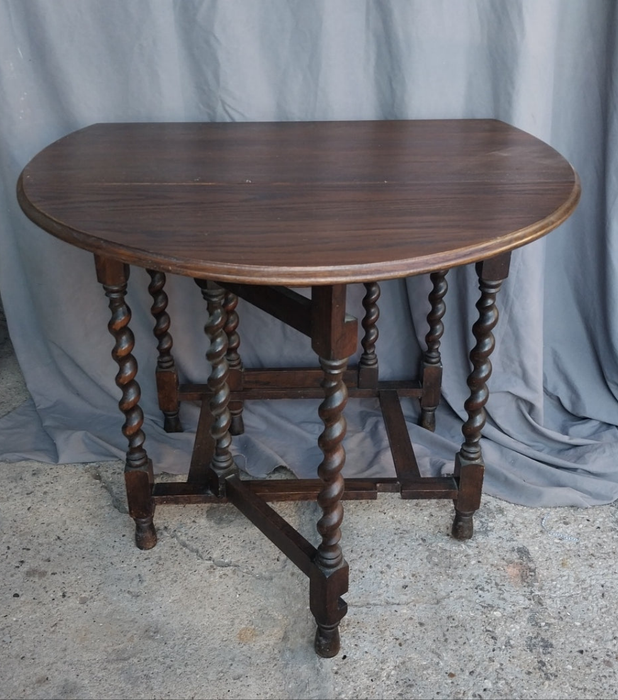 DARK OAK BARLEY TWIST DROPLEAF TABLE